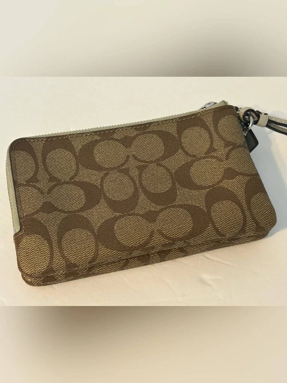 Coach Canvas Double Zip Wristlet